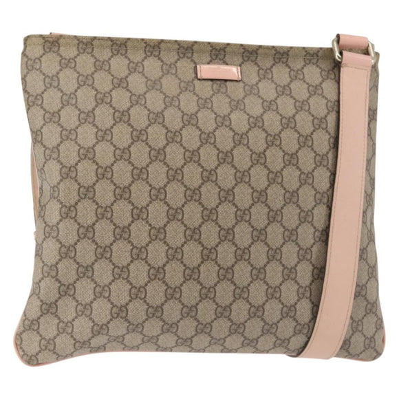 GUCCI GG Supreme Shoulder Bag PVC Beige Gold 201446 Auth 144254