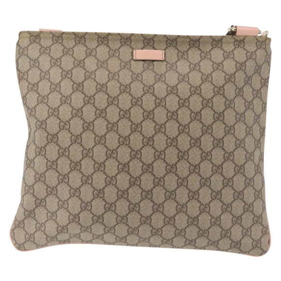 GUCCI GG Supreme Shoulder Bag PVC Beige Gold 201446 Auth 144254