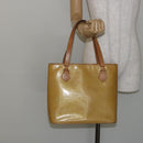 LOUIS VUITTON Monogram Vernis Houston Hand Bag Beige M91004 LV Auth 144259-25