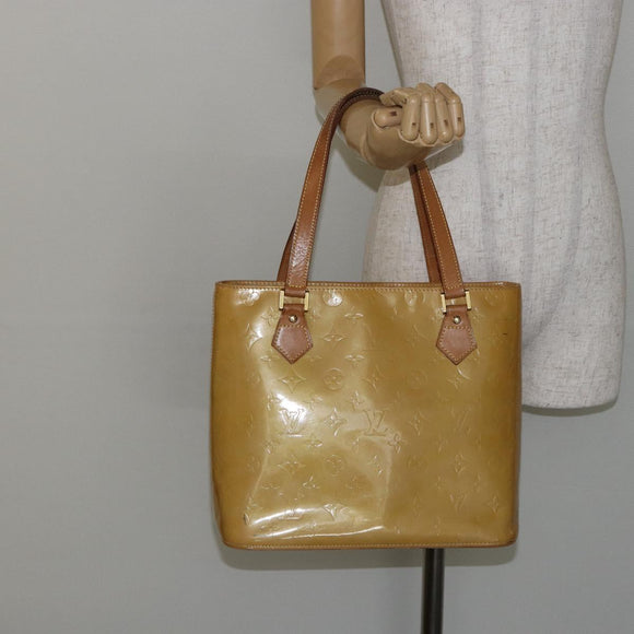 LOUIS VUITTON Monogram Vernis Houston Hand Bag Beige M91004 LV Auth 144259
