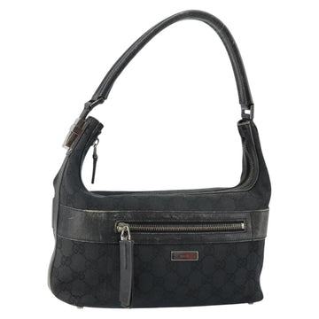 GUCCI GG Canvas Shoulder Bag Black Silver 001 4302 Auth 144270