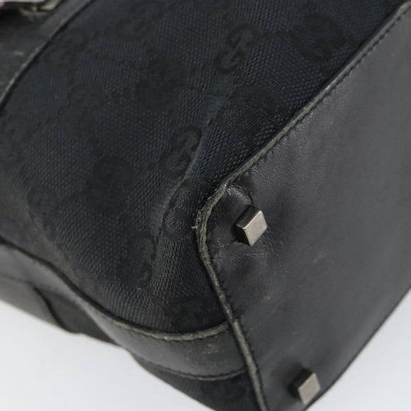 GUCCI GG Canvas Shoulder Bag Black Silver 001 4302 Auth 144270