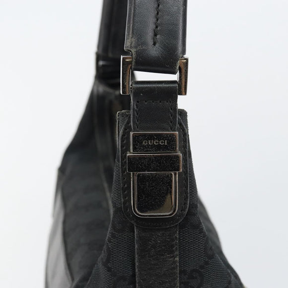 GUCCI GG Canvas Shoulder Bag Black Silver 001 4302 Auth 144270