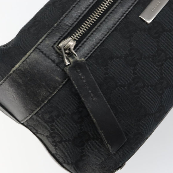 GUCCI GG Canvas Shoulder Bag Black Silver 001 4302 Auth 144270