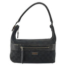 GUCCI GG Canvas Shoulder Bag Black Silver 001 4302 Auth 144270-2