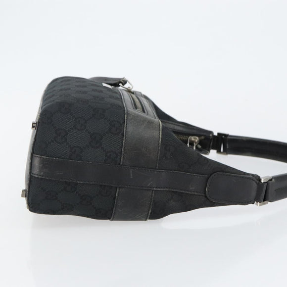 GUCCI GG Canvas Shoulder Bag Black Silver 001 4302 Auth 144270