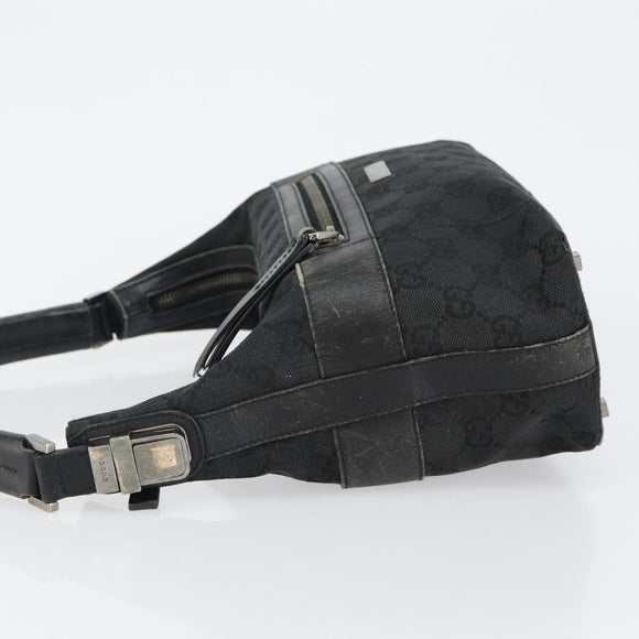 GUCCI GG Canvas Shoulder Bag Black Silver 001 4302 Auth 144270