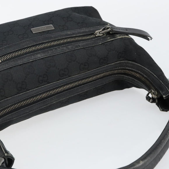GUCCI GG Canvas Shoulder Bag Black Silver 001 4302 Auth 144270