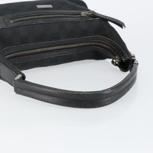 GUCCI GG Canvas Shoulder Bag Black Silver 001 4302 Auth 144270