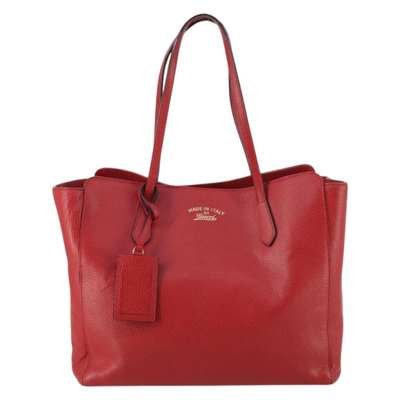 GUCCI Swing Tote Bag Leather Red Gold 354397 Auth 144275