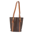 CELINE Macadam Canvas Tote Bag PVC Leather Brown Gold Auth 144276-2