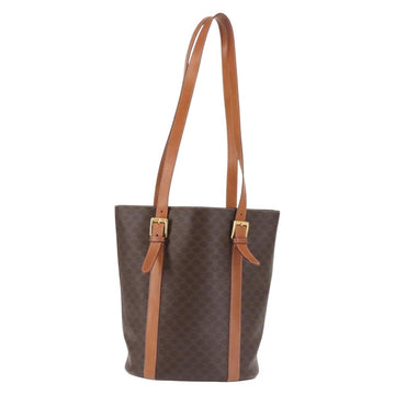 CELINE Macadam Canvas Tote Bag PVC Leather Brown Gold Auth 144276 - 0