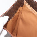 CELINE Macadam Canvas Tote Bag PVC Leather Brown Gold Auth 144276-20