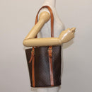 CELINE Macadam Canvas Tote Bag PVC Leather Brown Gold Auth 144276-23