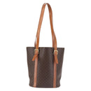 CELINE Macadam Canvas Tote Bag PVC Leather Brown Gold Auth 144276-3
