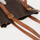 CELINE Macadam Canvas Tote Bag PVC Leather Brown Gold Auth 144276-6