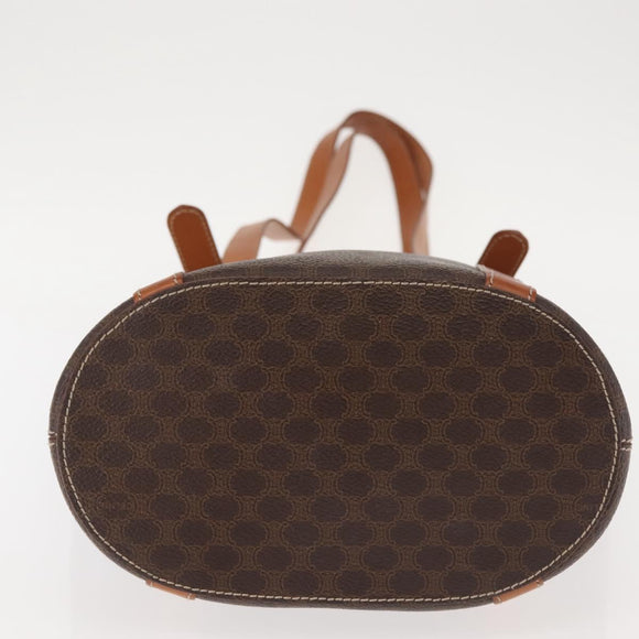CELINE Macadam Canvas Tote Bag PVC Leather Brown Gold Auth 144276