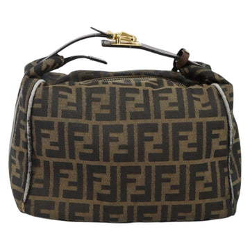 FENDI Zucca Canvas Vanity Bag Black Brown Auth 144277 - 0