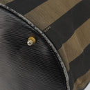FENDI Pecan Canvas Hand Bag Black Brown Auth 144279-9
