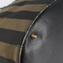 FENDI Pecan Canvas Hand Bag Black Brown Auth 144279-14