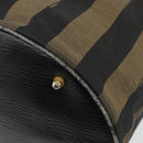 FENDI Pecan Canvas Hand Bag Black Brown Auth 144279-15