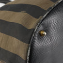 FENDI Pecan Canvas Hand Bag Black Brown Auth 144279-16