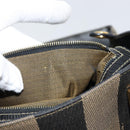 FENDI Pecan Canvas Hand Bag Black Brown Auth 144279-12