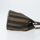 FENDI Pecan Canvas Hand Bag Black Brown Auth 144279-3
