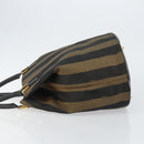 FENDI Pecan Canvas Hand Bag Black Brown Auth 144279-4