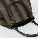 FENDI Pecan Canvas Hand Bag Black Brown Auth 144279-6