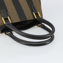FENDI Pecan Canvas Hand Bag Black Brown Auth 144279-7