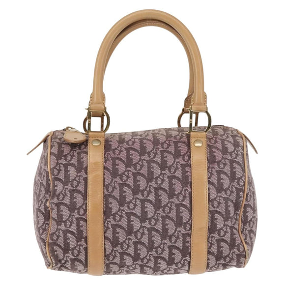 Christian Dior Trotter Canvas Mini Boston Bag Pink Gold Auth 144280