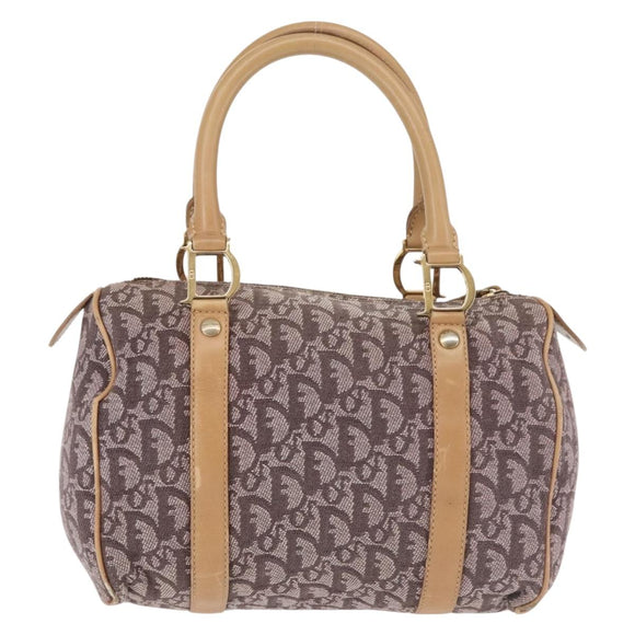 Christian Dior Trotter Canvas Mini Boston Bag Pink Gold Auth 144280