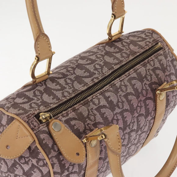 Christian Dior Trotter Canvas Mini Boston Bag Pink Gold Auth 144280