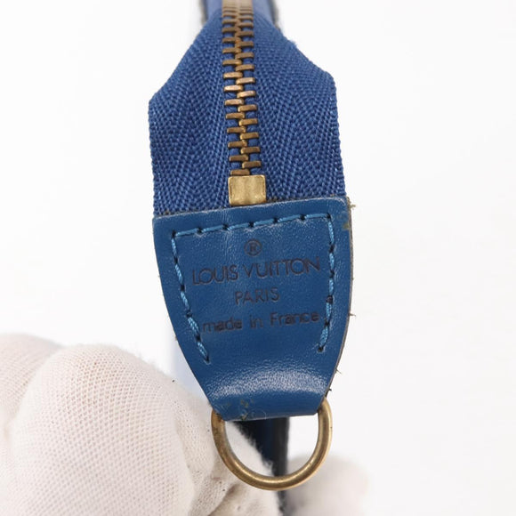 LOUIS VUITTON Epi Pochette Accessoires Pouch Blue M52985 LV Auth 144296