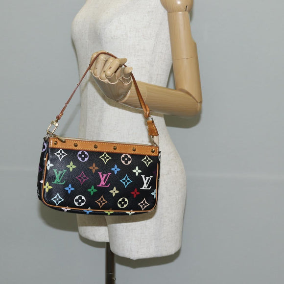 LOUIS VUITTON Monogram Multicolor Pochette Pouch Black M92648 LV Auth 144298V