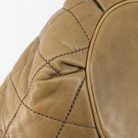 CHANEL Wild Stitch Shoulder Bag Leather Brown Gold CC Auth 144304