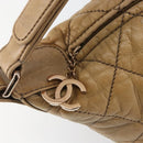 CHANEL Wild Stitch Shoulder Bag Leather Brown Gold CC Auth 144304-14