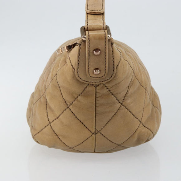 CHANEL Wild Stitch Shoulder Bag Leather Brown Gold CC Auth 144304