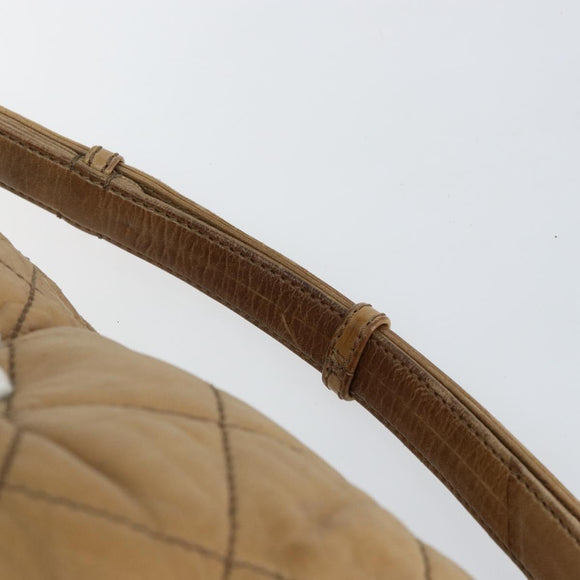 CHANEL Wild Stitch Shoulder Bag Leather Brown Gold CC Auth 144304