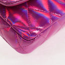 CHANEL Matelasse Hand Pouch Patent leather Pink Silver CC Auth 144306A-14
