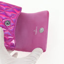 CHANEL Matelasse Hand Pouch Patent leather Pink Silver CC Auth 144306A-9