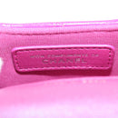 CHANEL Matelasse Hand Pouch Patent leather Pink Silver CC Auth 144306A-22