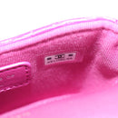 CHANEL Matelasse Hand Pouch Patent leather Pink Silver CC Auth 144306A-11