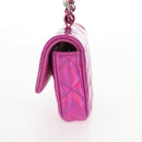 CHANEL Matelasse Hand Pouch Patent leather Pink Silver CC Auth 144306A-3