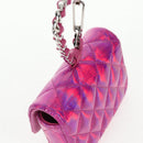 CHANEL Matelasse Hand Pouch Patent leather Pink Silver CC Auth 144306A-6