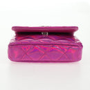 CHANEL Matelasse Hand Pouch Patent leather Pink Silver CC Auth 144306A-5