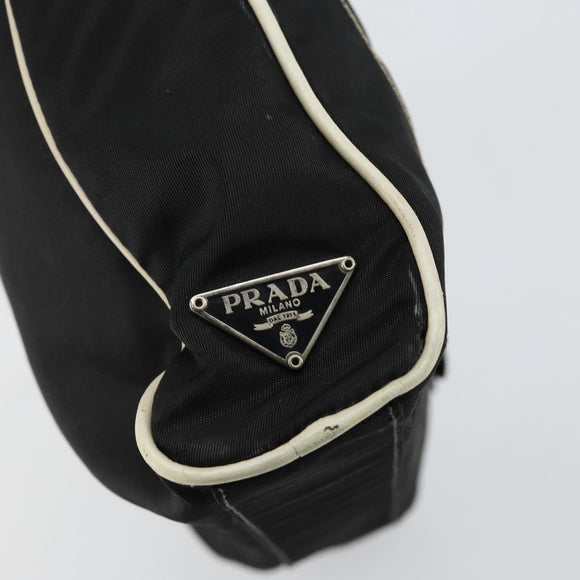 PRADA Shoulder Bag Nylon Black Silver Auth 144308