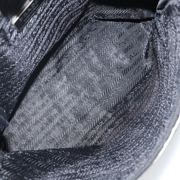 PRADA Shoulder Bag Nylon Black Silver Auth 144308