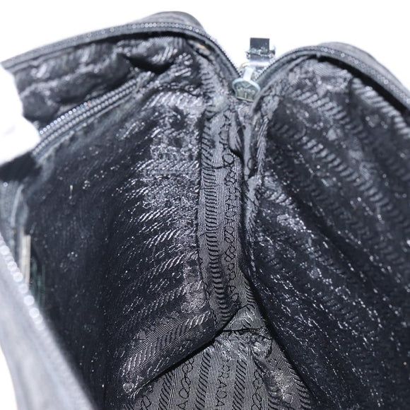 PRADA Shoulder Bag Nylon Black Silver Auth 144308